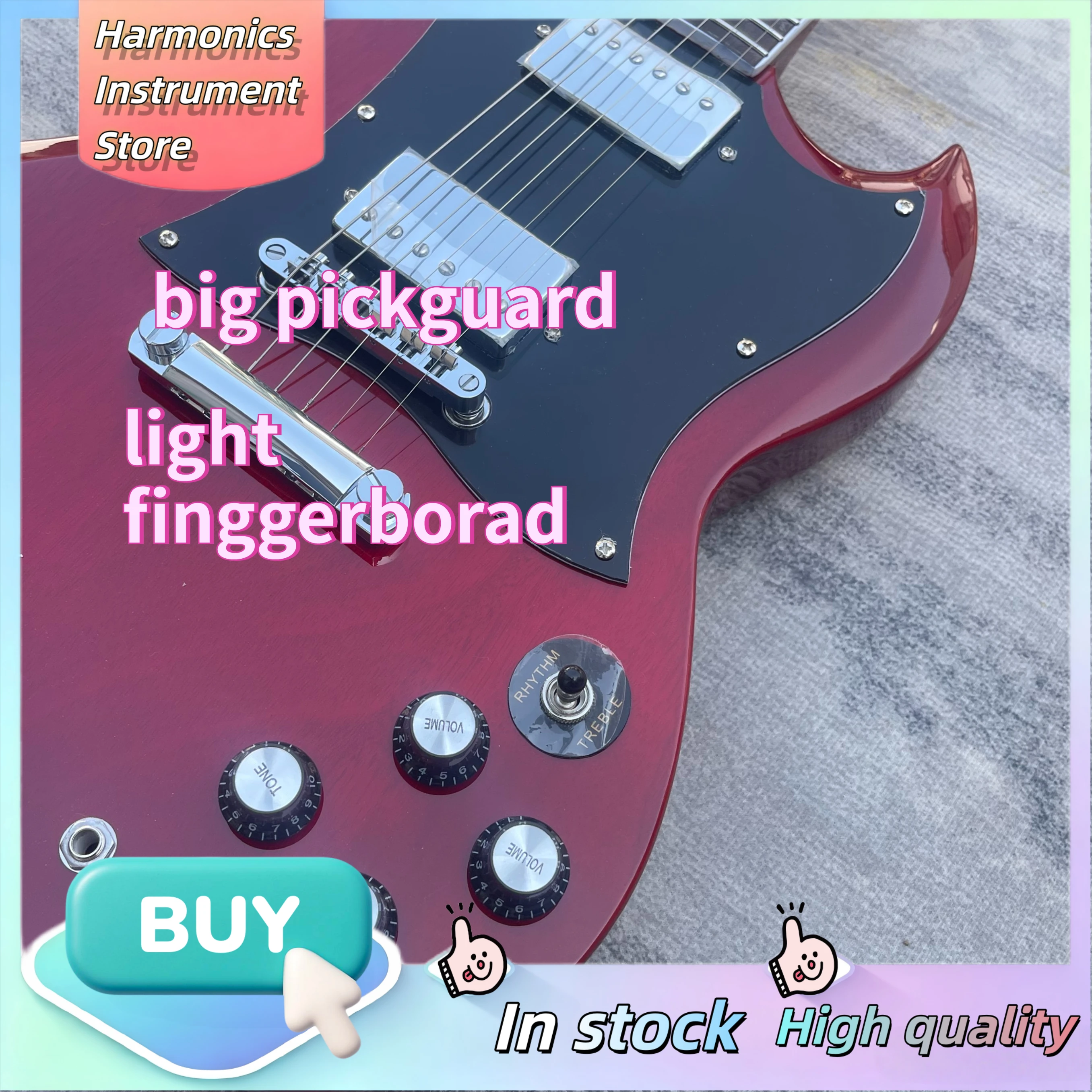 Thickened Solid Mahogany SGQ Dark Red Guitar Alnico II Humbuckers Solid Deep Distortion For Band Heavy Riff Loop Recording