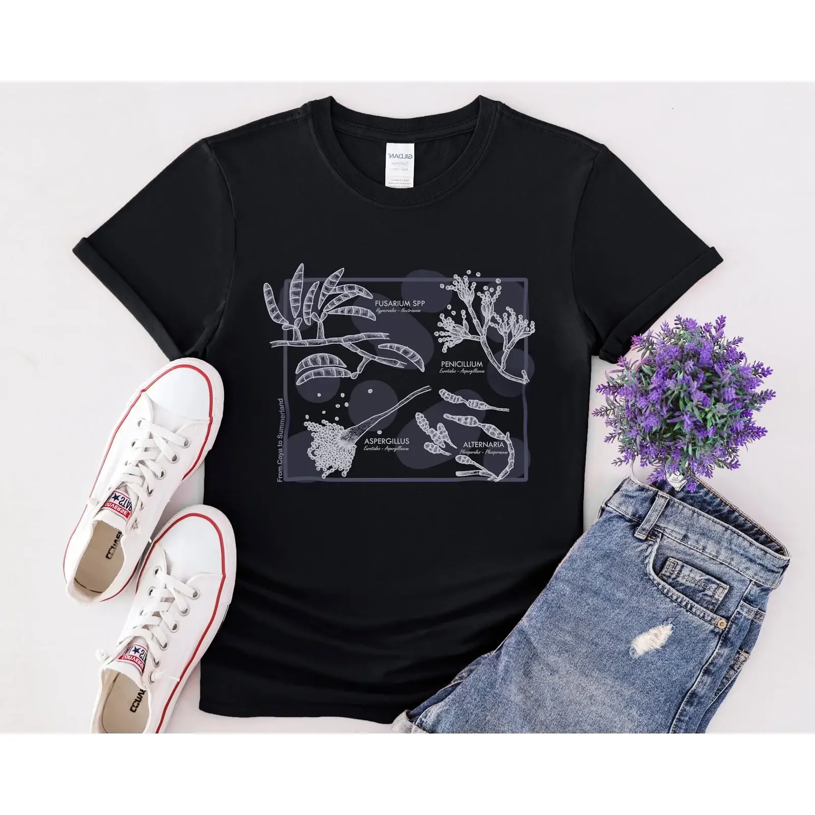 Micro Fungi Mycologist T shirt Mycology Biology Science Spores Mycelium Casual For Student vintage Washed Breathable Stretched