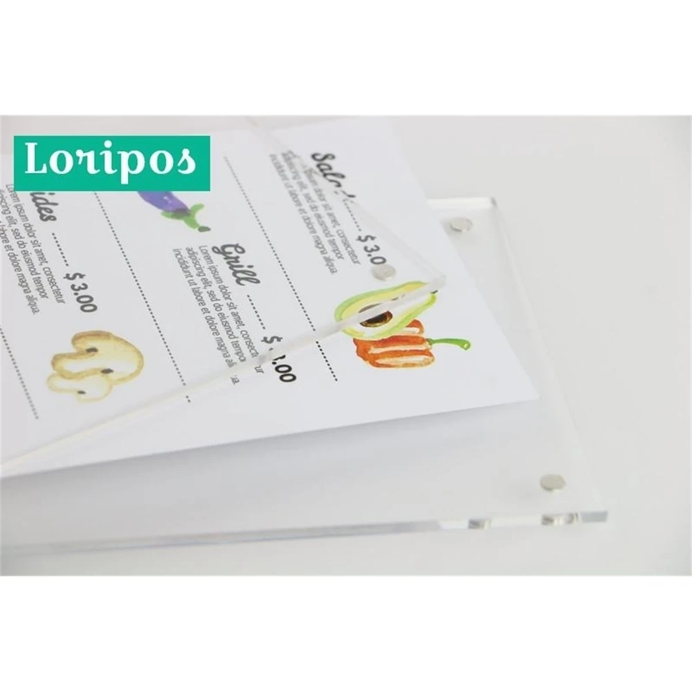 A6 Horizontal Wood Menu Card Frame 100*150mm Acrylic Price Sign Display Rack Table Desk Label Holder Stand Acrylic Sign Holder