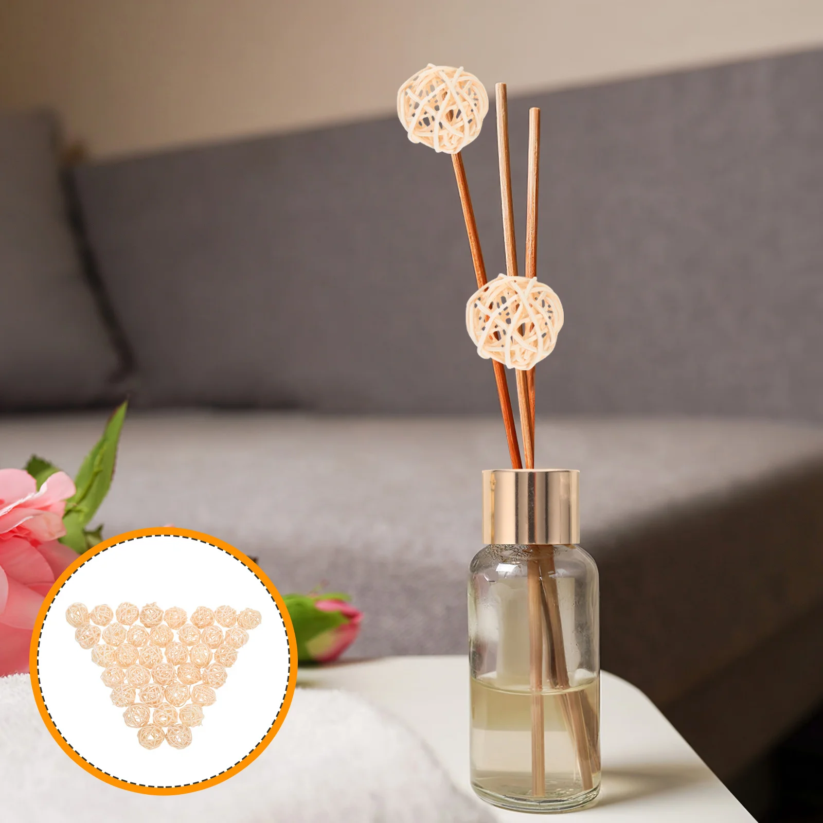 

30Pcs 3cm Rattan Ball Aromatherapy Natural Vase Filler Craft Project Hanging Decoration Bridal Shower Gift Rattan Ball