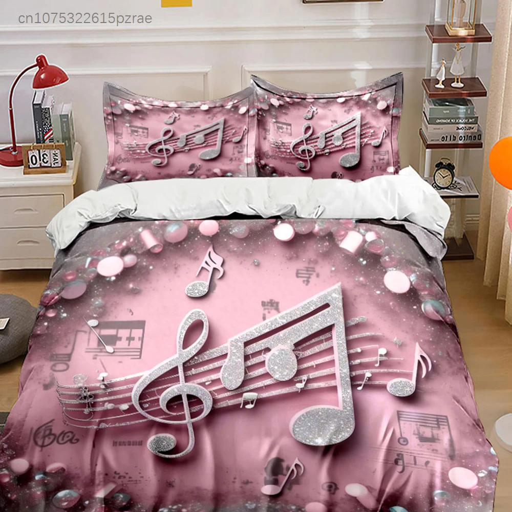 Music-Themed Glitter Art Set, Multiple Sizes kid's And adults' Bedroom Exquisite 3PC Bedding set, Gift