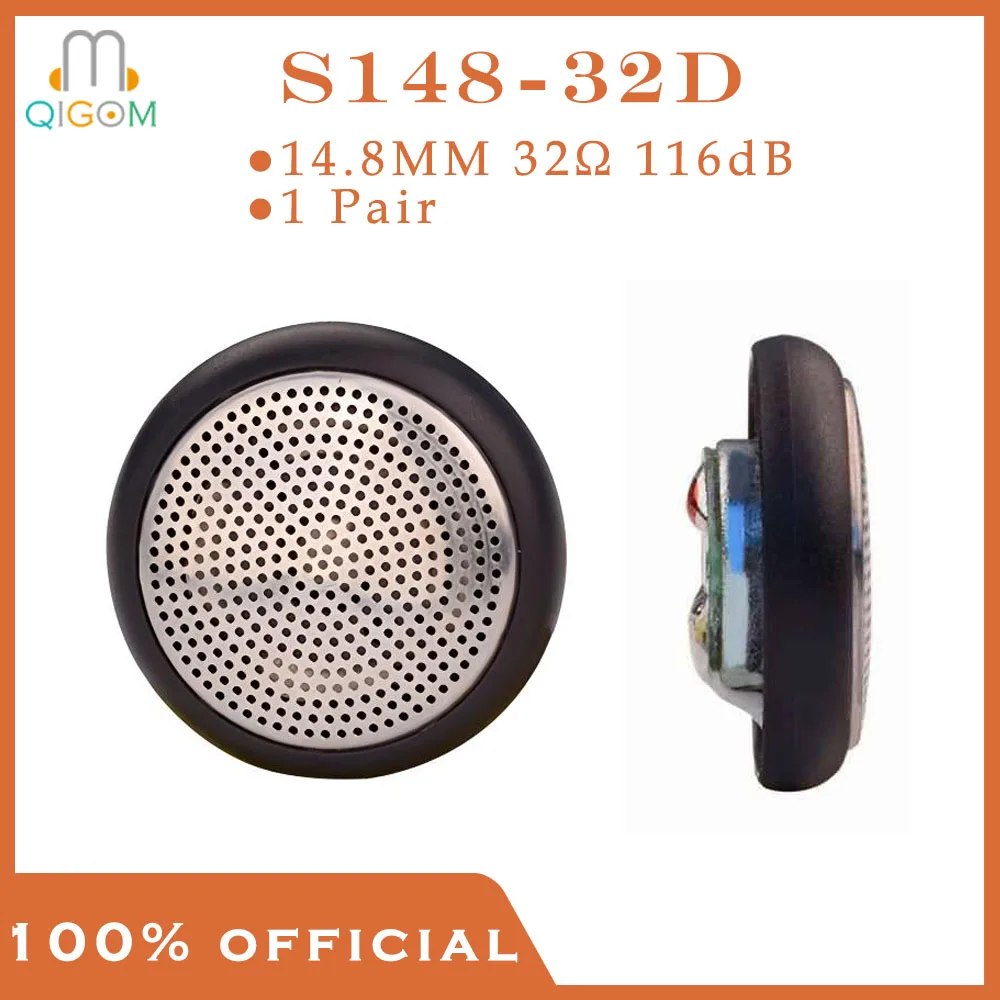 

QIGOM Earphone Driver S148-32D 1 Pair, 14.8MM 32Ω 116dB, DIY Bass Earphone Driver, Flat Head, with Steel Mesh Earphone Driver