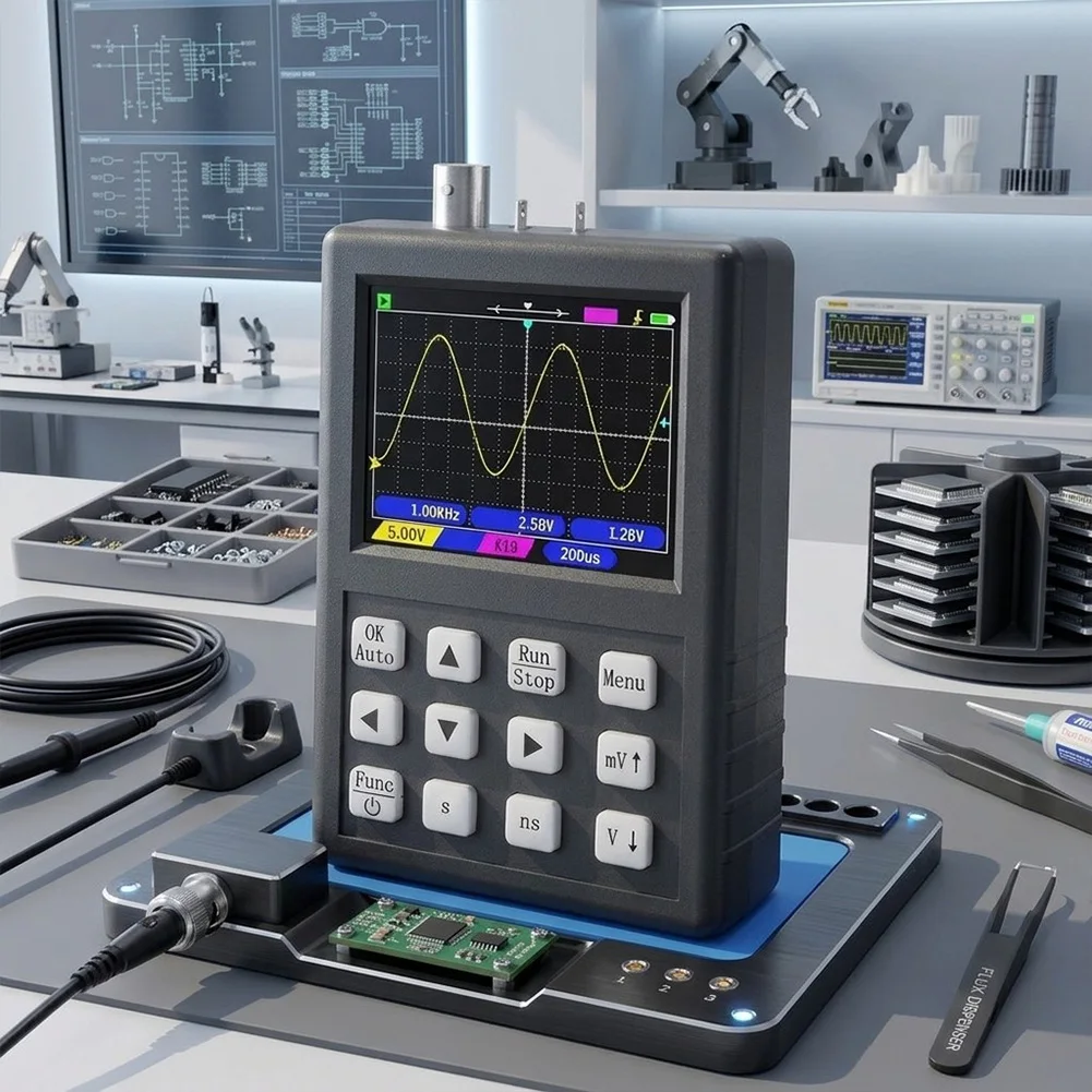 DSO1C81 2.8 Inch Handheld Digital Oscilloscope 100MHz Bandwidth 250MSa/s Sampling Rate Signal Generator FFT Analysis Portable Te