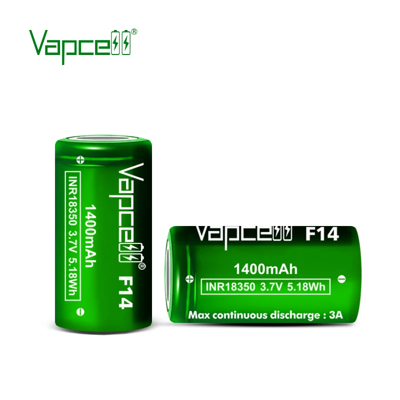 Original Vapcell F14 Battery INR 18350 1400mAh 3A 3.7V High Performance Rechargeable 18350 Lithium ion Batteries For Flashlight