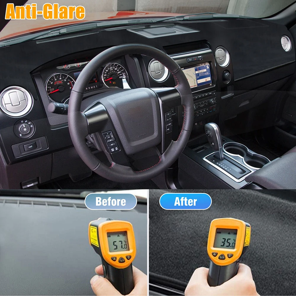 

1PC Dash Mat for 04-08 Ford F150 650g/m² Polyester with Anti-Slip Silicone Base Sunshield Cover
