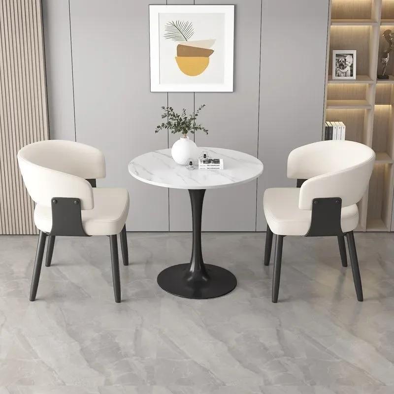 Nordic Round Sintered Stone Table and Chair Set for Living Room Balcony Cafe Reception Home Leisure Dining Furniture