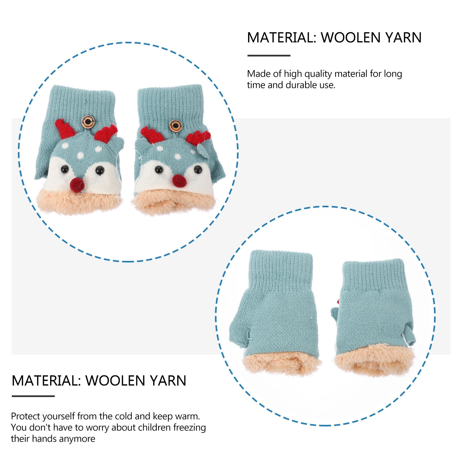 

1 Pair Kids Warm Gloves Winter Windproof Half-Finger Outdoor Comfortable Durable Woolen Yarn Gloves For Boys Girls