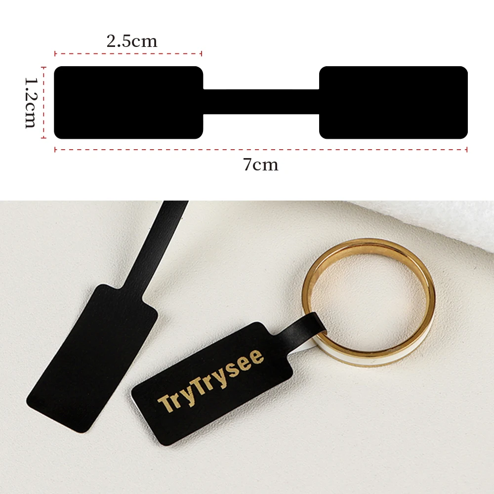 100PCS Custom Brand Logo White Black Square Head Label Tags Necklace Bracelet Ring Lable Price Tag For Jewelry Making