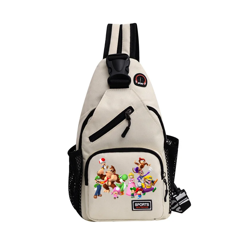 Super marios bros sacos de ombro legal dos desenhos animados anime pacotes ao ar livre casual bolso peito moda cinto bolsa viagem esportes saco presentes