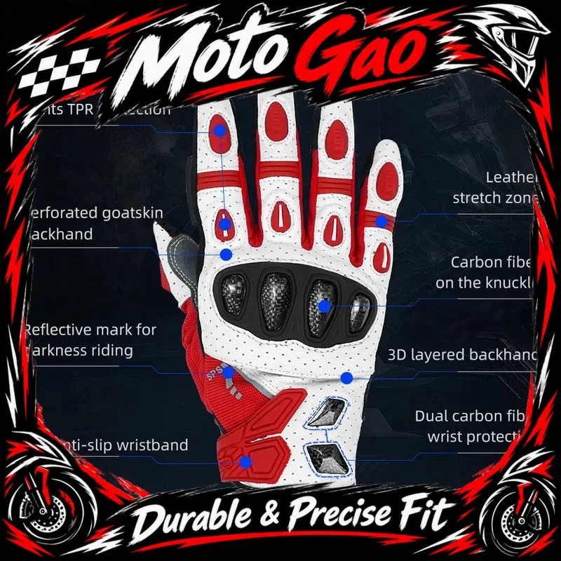 Seibertron SPS-7 Motorcycle Gloves Superior Protection Motorcycle Riding Gloves Breathable Touchscreen Carbon Fiber Protection