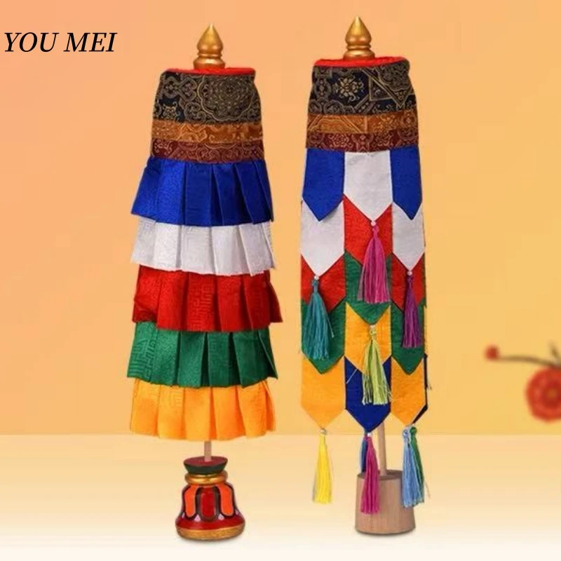 

Tibetan Five-Color Skirted Pointed-Corner Prayer Room Decorative Arrangement Victory Stupa with Base Ethnic-Style Decorative