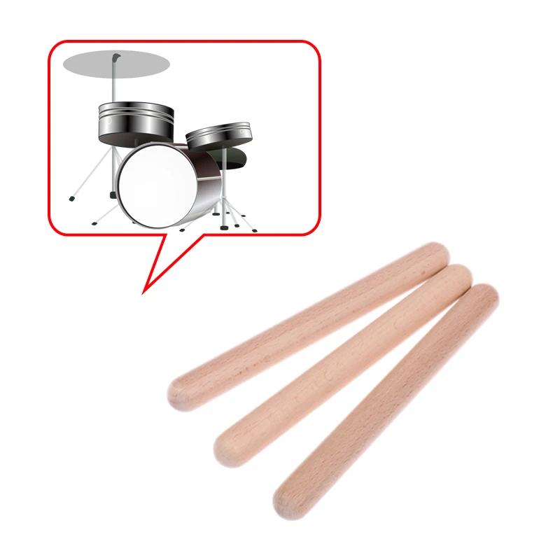 [E] 1/2Pcs Wooden Drum Sticks Classical Music Rhythm Sticks For Beginners Percussion Muscial Instrument Kid Musical Toy