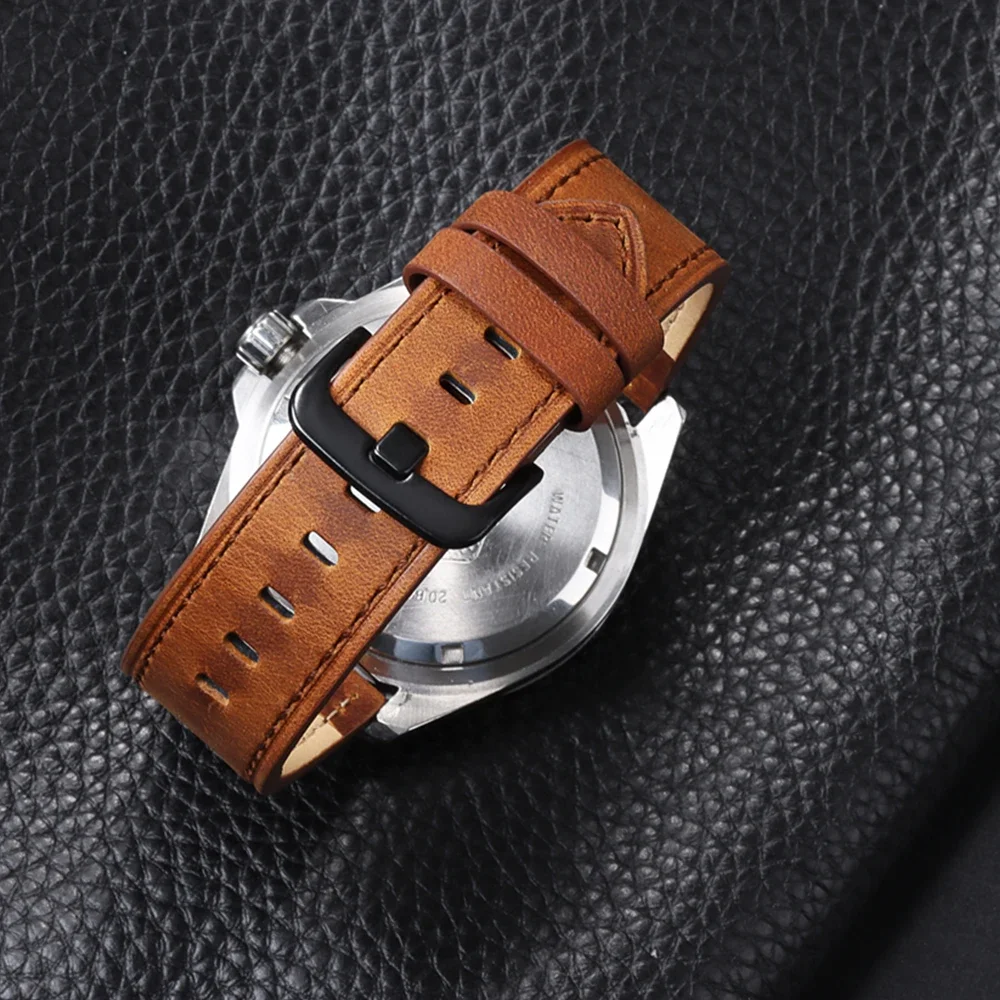 Calfskin Genuine Leather Watchbands Black Blue Watch Band 18mm 20mm 22mm 24mm Smartwatch Strap Dark Brown Watches Accessories image 5
