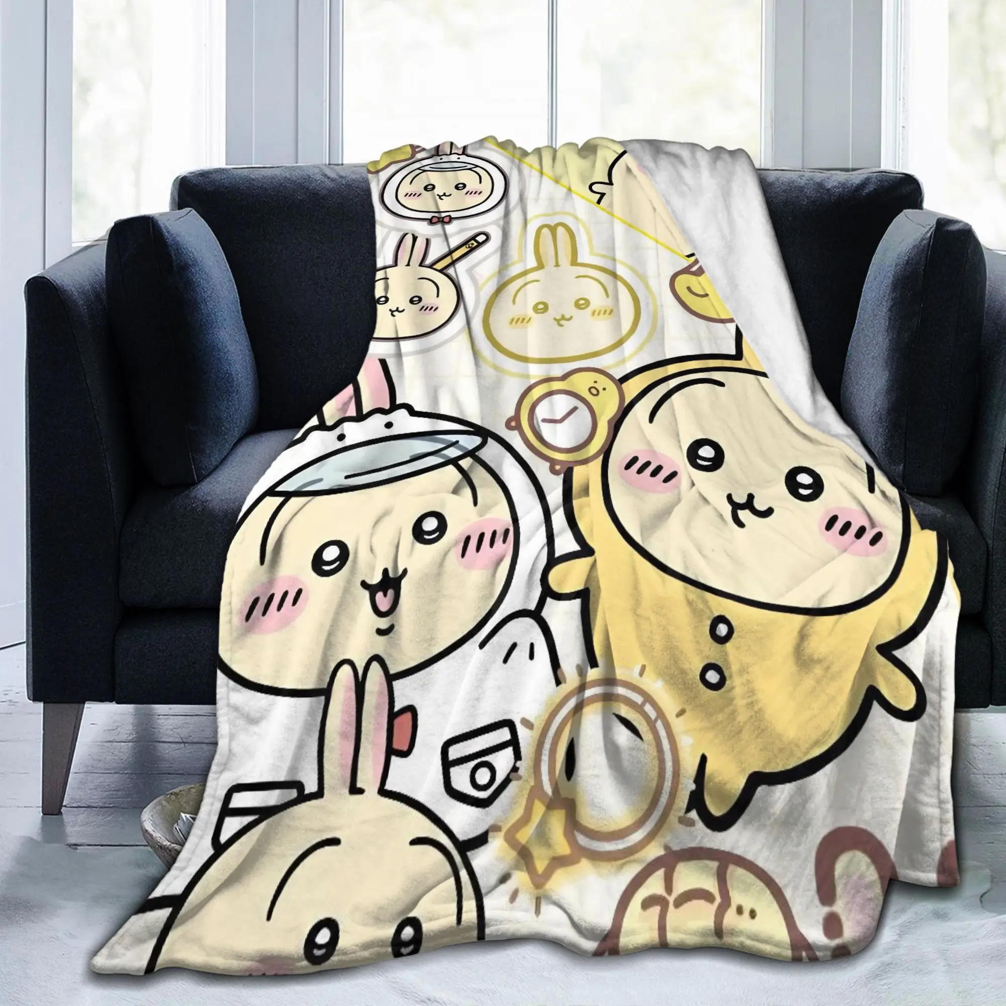 Chiikawas Kawaii Blanket Velvet Decoration  Breathable Soft Throw Blankets for Sofa Bedroom Bedspreads