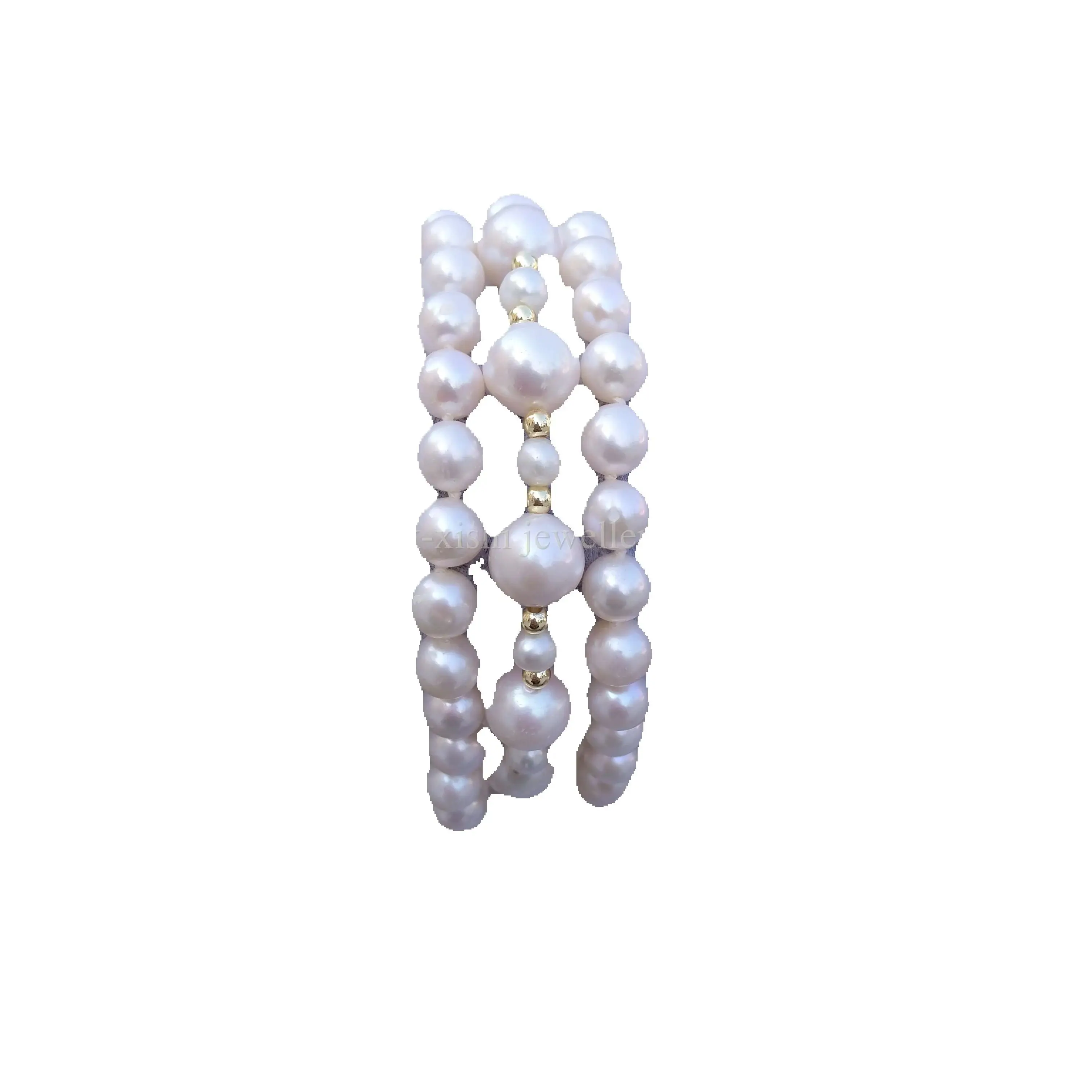 

Triple Strands Three Rows new Natural Genuine White Pearl Bracelet At Party Wedding Birthday We specialize in pearl jewelry.