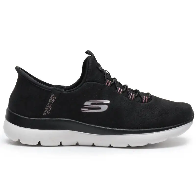 Skechers 150254-Blk Women Slip-Ins Hands Free Walking Shoes Black Mesh Light Cushioned Slip On Comfort Trainers