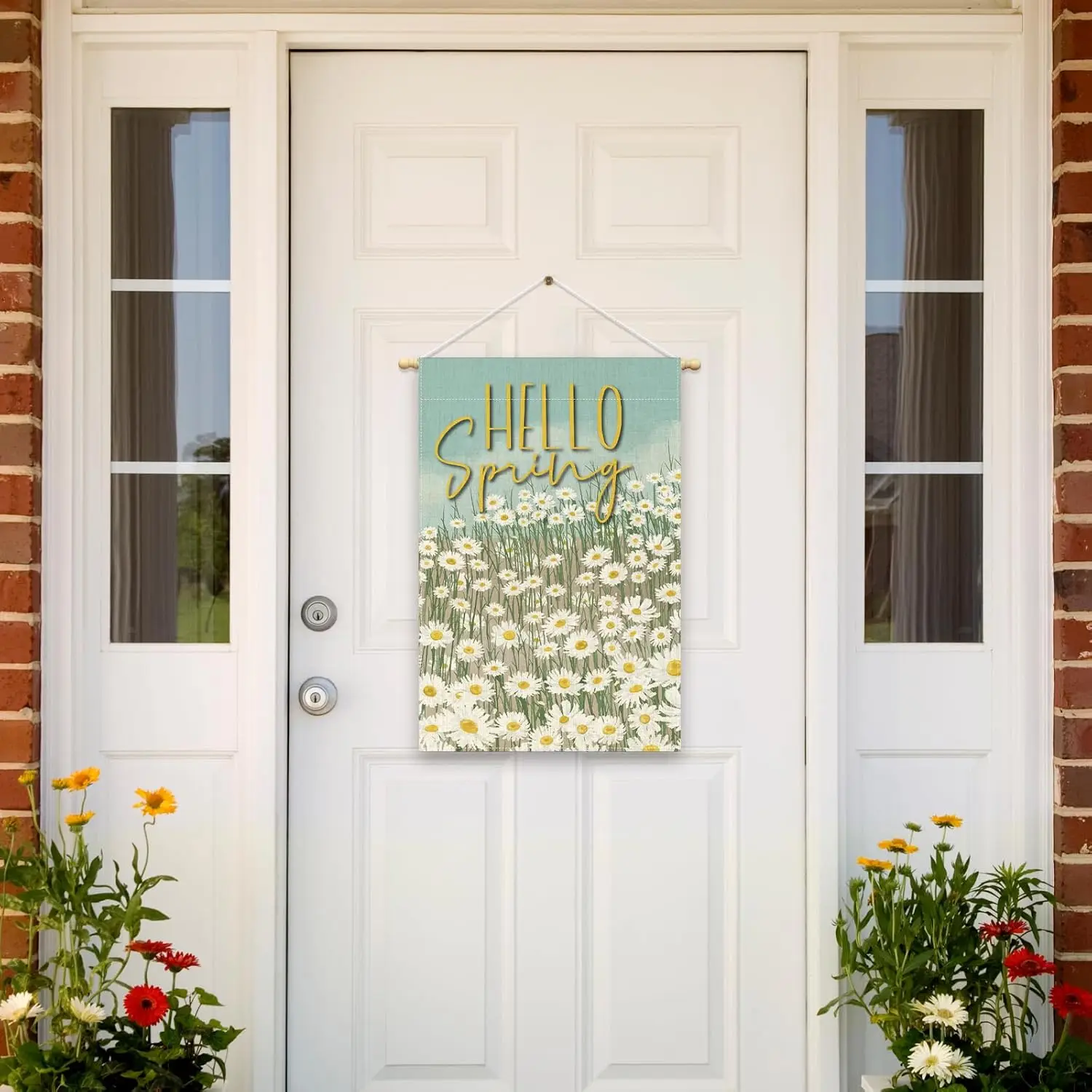 Hello Spring Garden Flag 12.5 x 18 in, Daisy Floral Spring Garden Flags for Outside, Double Sided Outdoor Garden Flag for Ya jjp