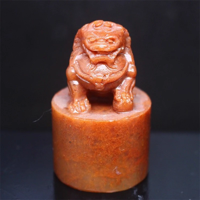 

Пустой круглый китайский измельчитель | Тренировочная печать из камня Шушань с рисунком животного льва | для начинающих и любителей резьбы