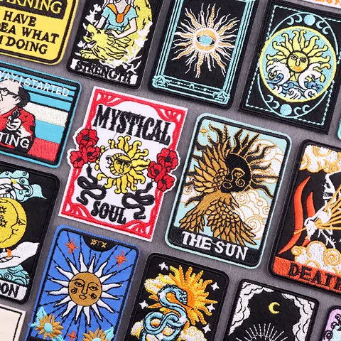 Tarot Card Iron On Patches For Clothing Hip-Hop Punk Embroidery Stickers For Ripped Jeans Repair DIY Custom Clothing Decor