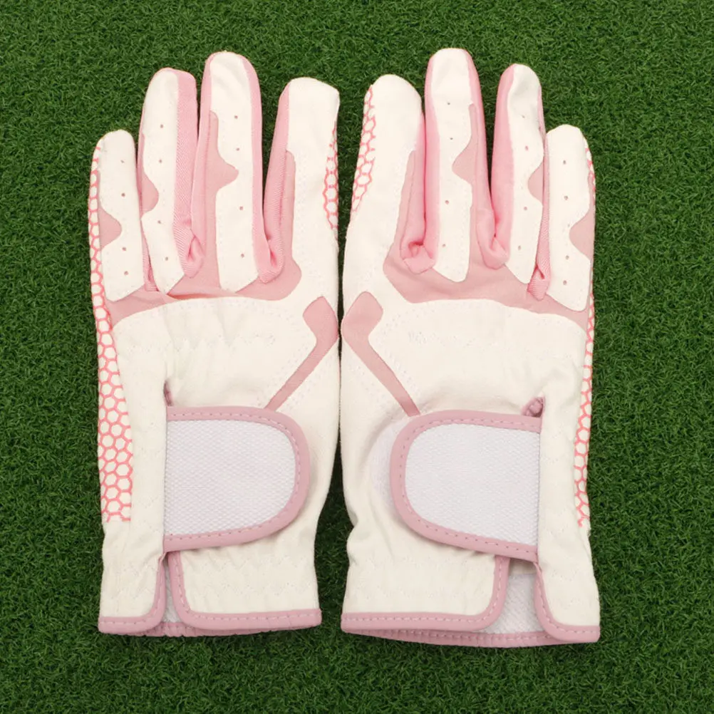 

1Pair Premium Women Golf Gloves Adjustable Fit Non-Slip Breathable Golfing Gloves for Training Competition Finger Protection