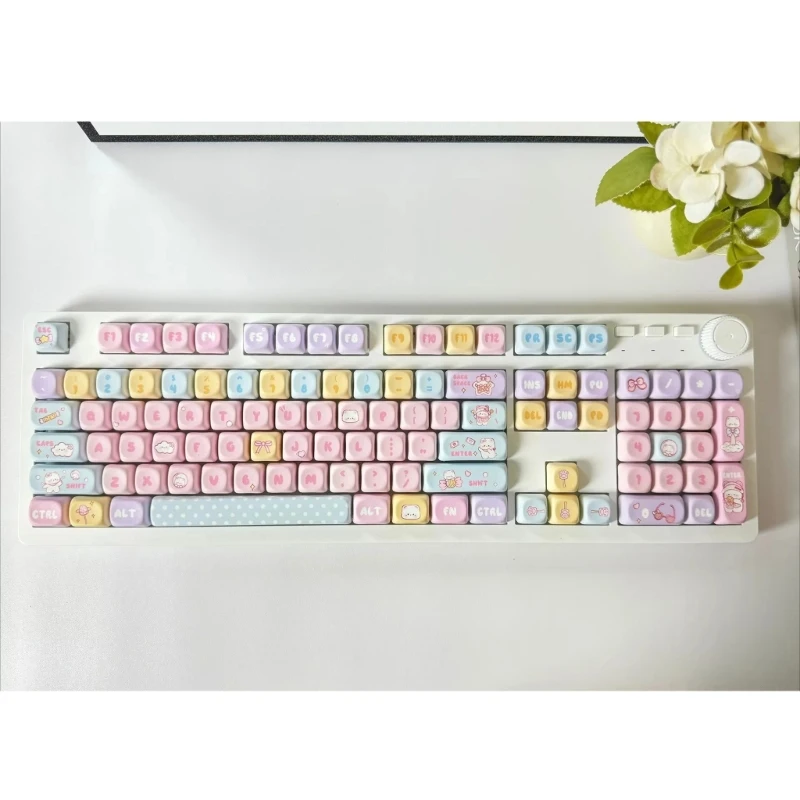 MOA Height Keycaps 131Piece Heat Sublimated PBT Colorful Candy Bear Keycaps Set Customization for Mechanical Keyboards