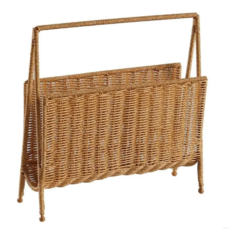 Practical Light Brown Magazine Organizers Sturdy Artificial Rattan Storage Stand Y4QC