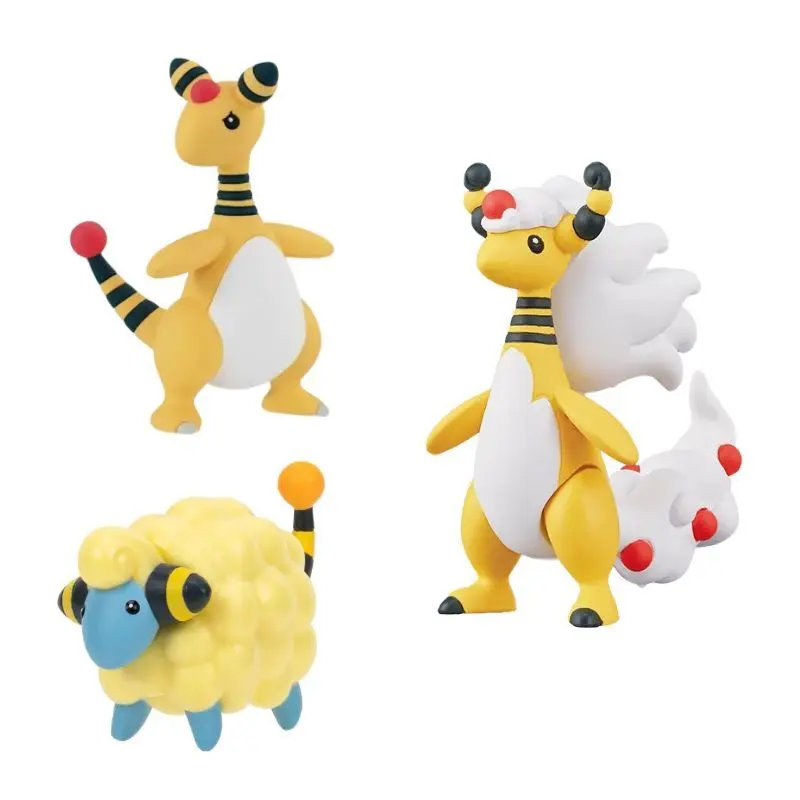 

TOMY Pokemon Figures Evolution Mareep Ampharos Mega Ampharos Toy Model Anime Collection Perfectly Gifts