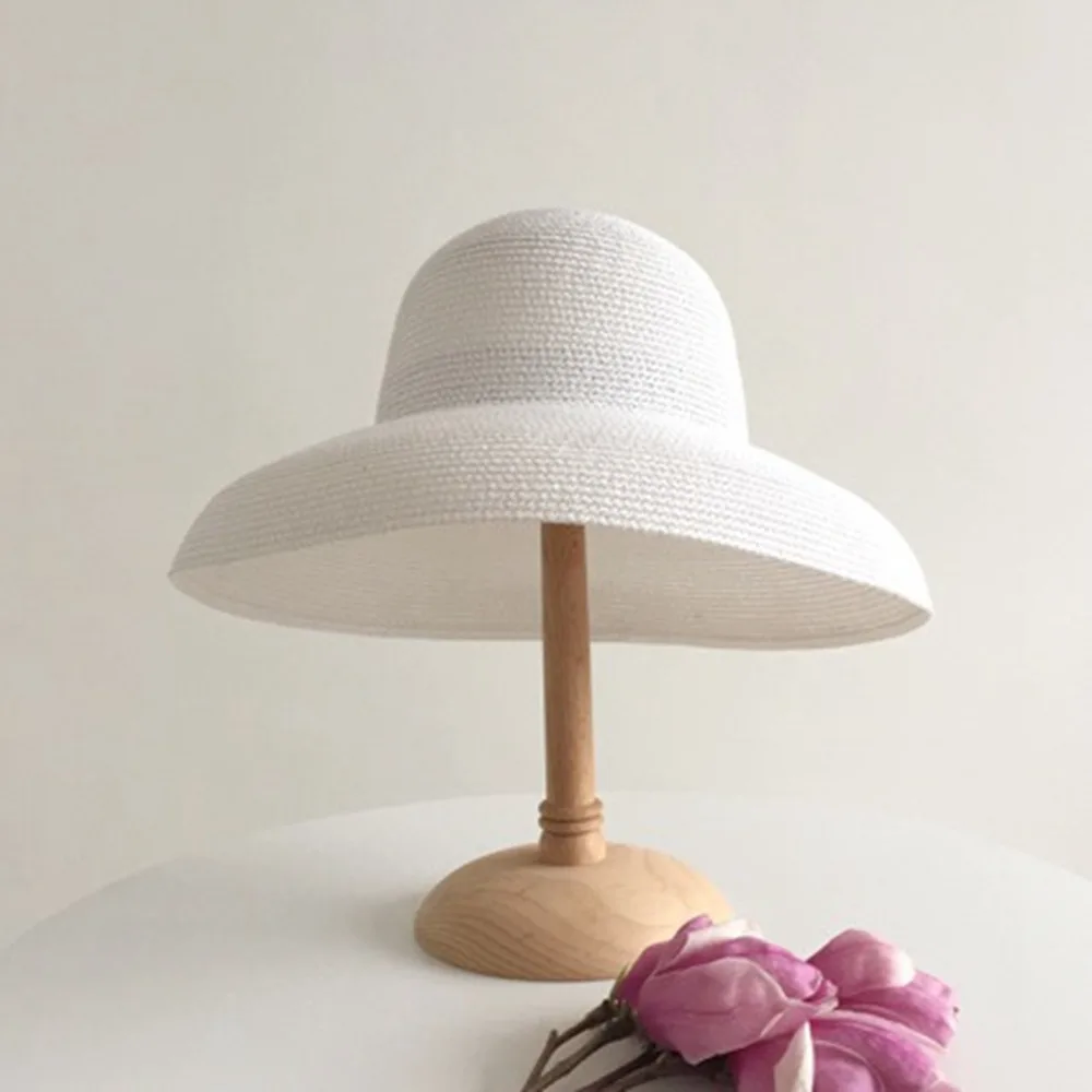 Comfortable To Wear Boho Straw Hat Wide Brim Dome Women's Sun Hats French Style Hollow Out Weave Hat Holiday