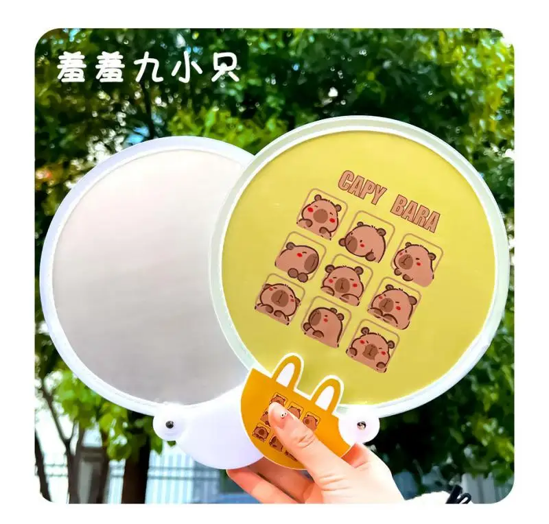 1Pc Creative Reflecting Selfie fill Light Fan 20cm Summer Cartoon Print Decorative Foldable Small Round Fan