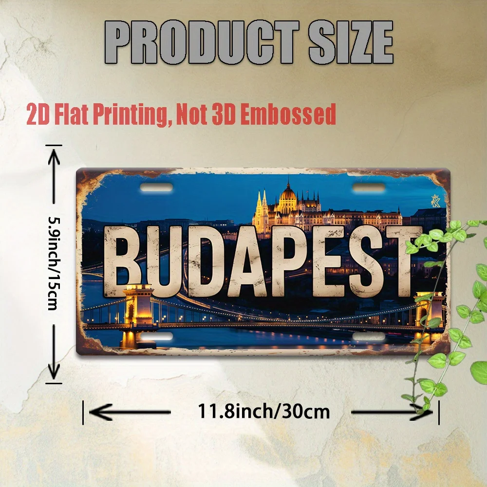 2D Flat, [], 2D Flat Printing, 1pc, Budapest Night River Scene Metal Sign, for Decorationg Only, Decorative Signs & Plaques (12