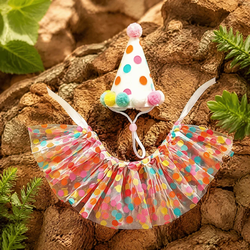 Soft Colorful Reptile Pet Clothing Adjustable Movable Tulles Trips Lizard Polka Dot Skirt Elastic Strap Small Pet Hat Travel