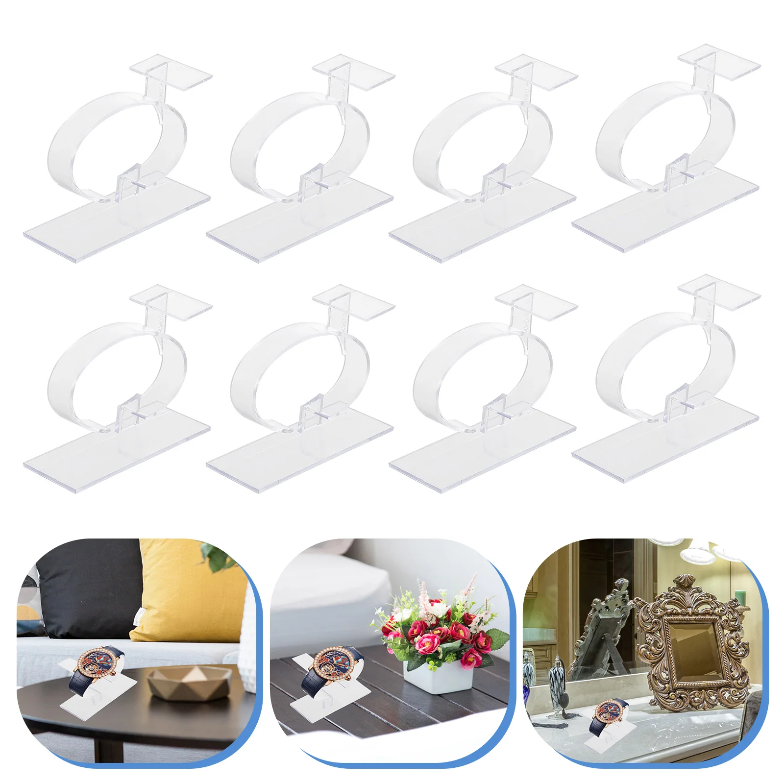 

8 Pcs Watch Holders Clear Plastic Display for Watches Bracelets Compact Size Stable Base Lightweight Storage Solutions
