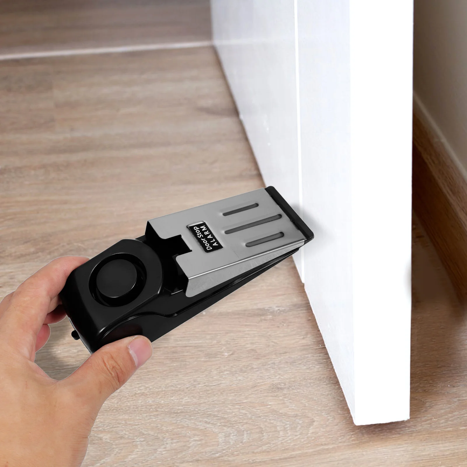 

120db Door Stopper Alarm Home Security Accessory Black Metal Anti-Skid for Travel and Office Door Stopper