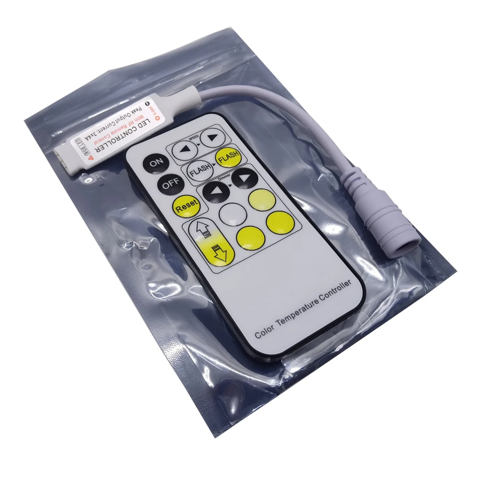 CCT Dual Color Led Controller 15keys RF Wireless Remote Dimmable Adjust Brightness DC5-24V For 2835 5050 Dual Color Strip Light