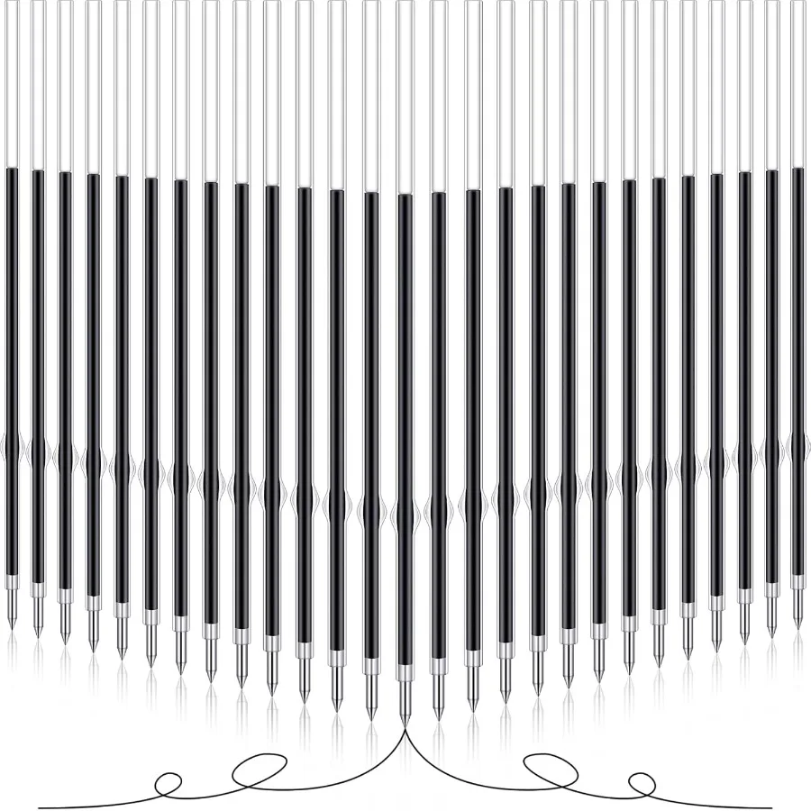 

60 шт., 0,7 мм, черные выдвижные стержни для ручек, 4,2 дюйма, сменные стержни для шариковых ручек для шариковых ручек Click, школьные