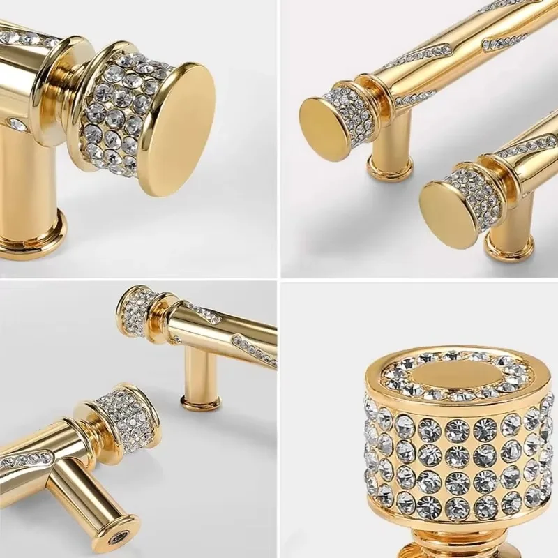 Wardrobe Door Bathroom Drawer Cabinets French Furniture Handle Zinc Alloy French Diamond Handle Gold Kitchen Cabinet Handle Knob