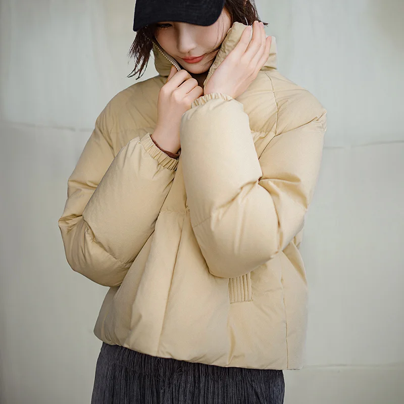 سترة Maden النسائية 90% من ريش البط الأبيض قصيرة منتفخة بياقة واقفة معطف شتوي سميك ودافئ ملابس خارجية #1