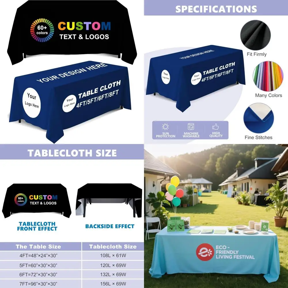 

Индивидуальные скатерти для рекламных площадок, мероприятий и школ с логотипом вашего бизнеса — персонализированные скатерти от 4 до 8 футов