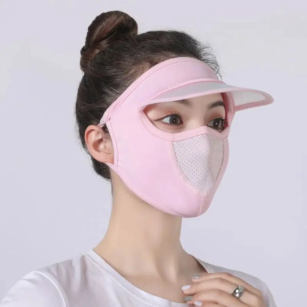 Unisex Full Face Mask UV Protection Summer Outdoor Sports Hat Breathable Ice Silk Women Sun Cap Dust-proof Cycling Mask