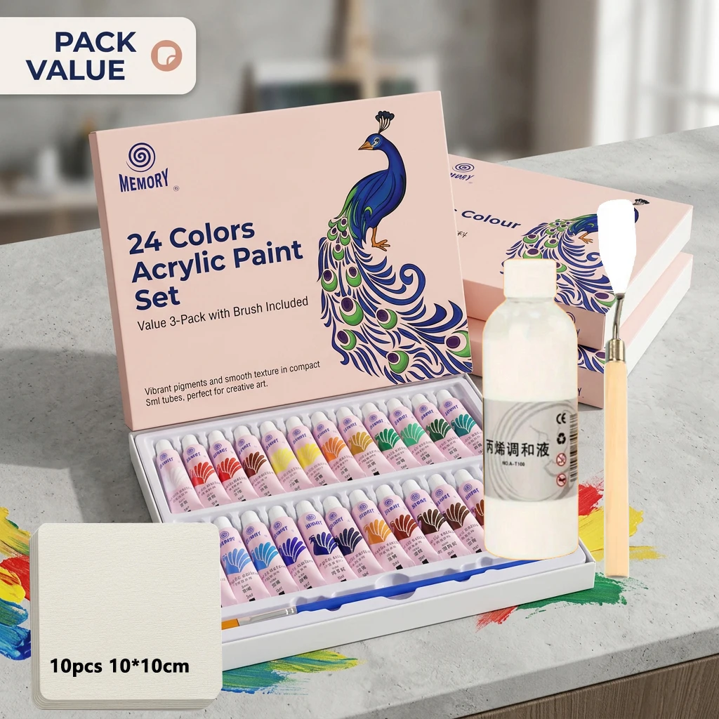 kit-de-pintura-acrilica-12-24-cores-pigmentos-de-5ml-liquido-de-mistura-de-100ml-10-folhas-de-papel-para-aquarela-10x10cm-conjunto-de-espatulas-para-artistas