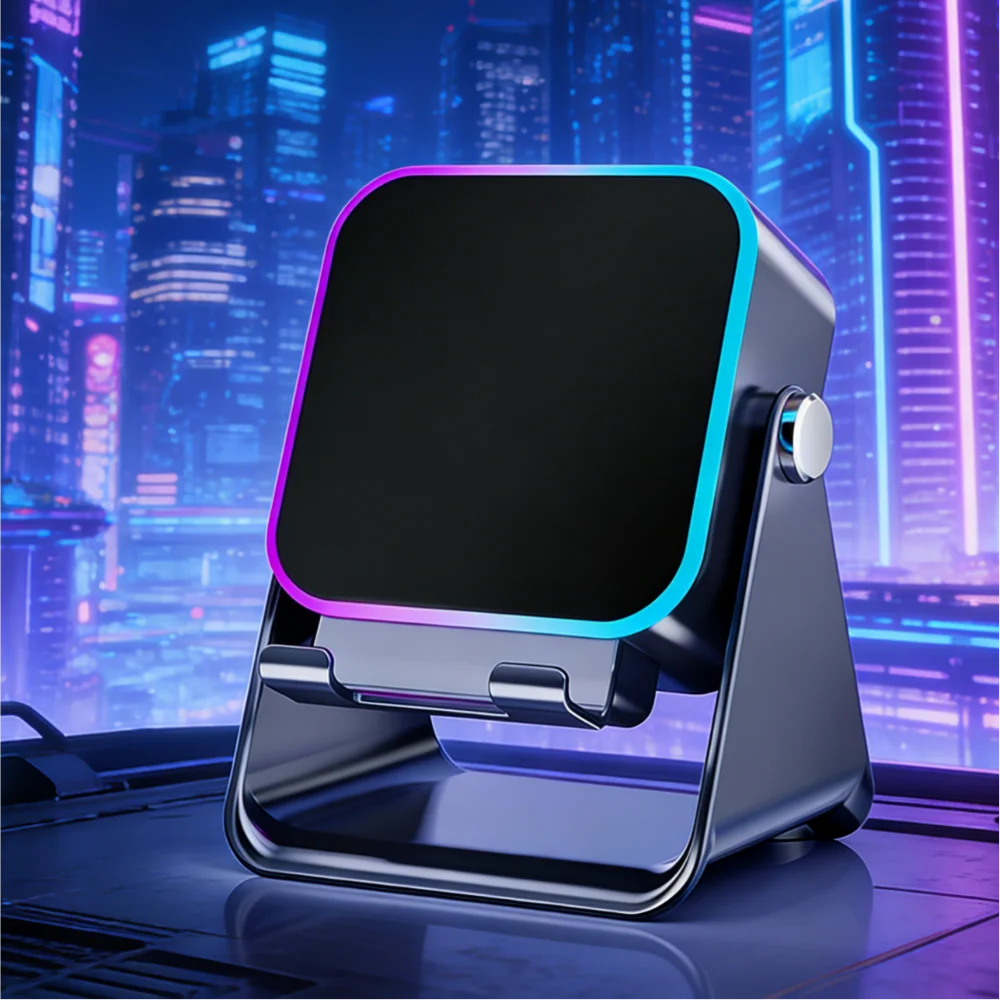 

5in1 Wireless Induction Audio Speaker Stand with 3500mAh Rechargeable Power Bank 360° Adjustable Cellphone Holder Emergency Mobi