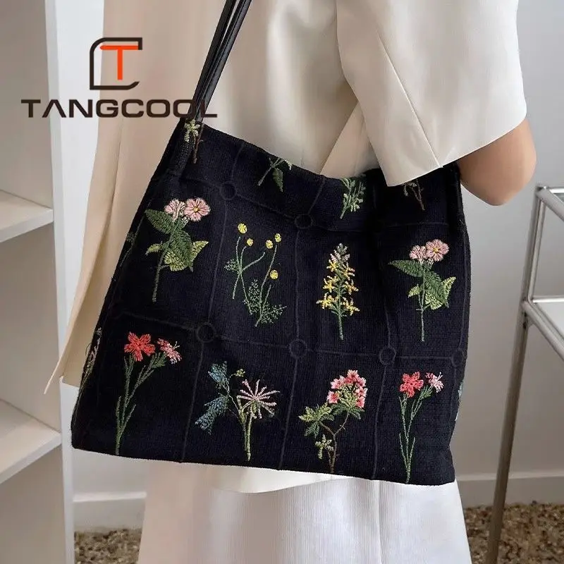 Bag for Women Embroidery Printed Tote Bag Women New Fashion Large Capacity Canvas Bag Shoulder Crossbody Bucket Bag