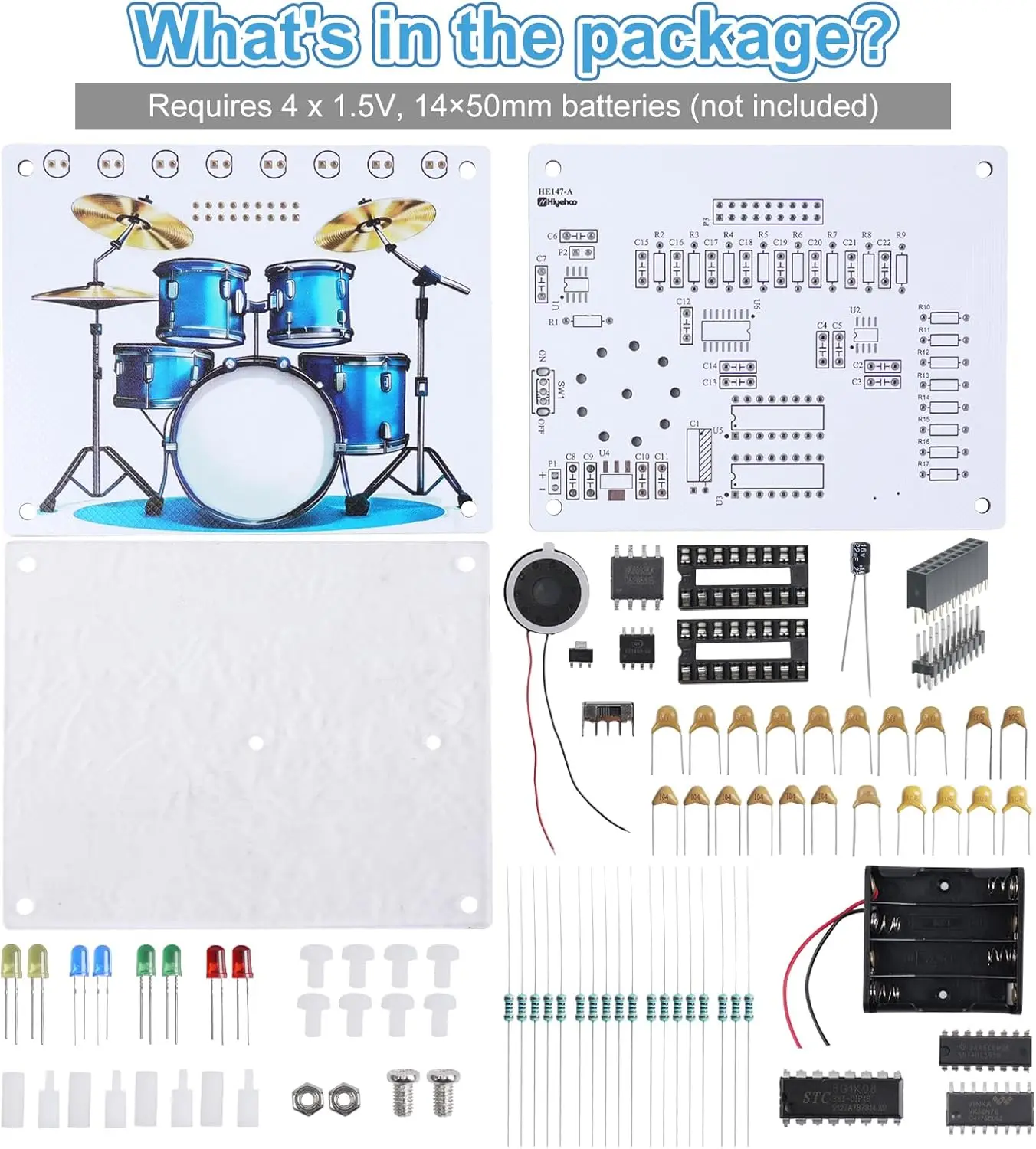 DIY Drum Soldering Practice Kit with Touch Sensor Sound & LED Lights STEM Electronics Project for School Students & Music Lovers
