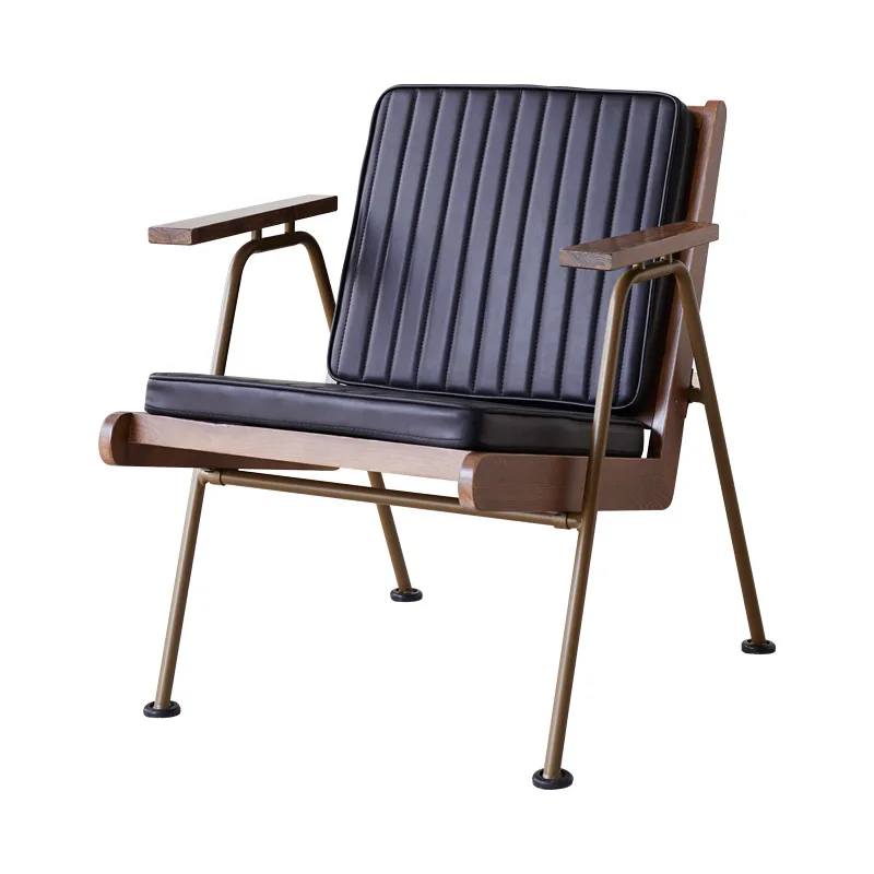 

American industrial style sofa chair retro wrought iron balcony leisure chair nostalgic lazy double meeting room single chair