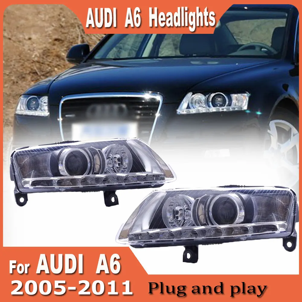 

Pair LED Car Headlight Assembly for AUDI A6 A6L 2005-2011 Headlight LED DRL Dynamic Turning Front Headlights Plug and Play