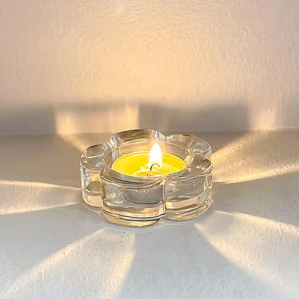 Thick Glass Candle Holder Plum Glass Candle Holder Glass Flower Tealight Holder Plum Blossom Candle Elegant Wedding Table