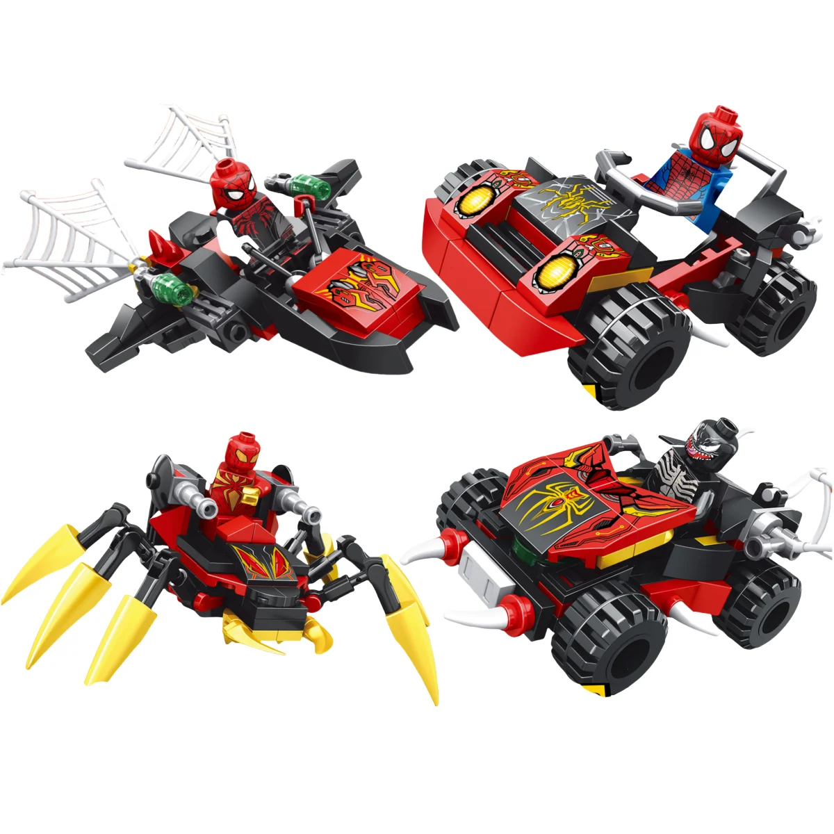 Building Blocks Mini Model Figures Compatible Marvel Spiderman Iron Man Venom Captain Hawk Deadpool Technic Armor City Gift Toys