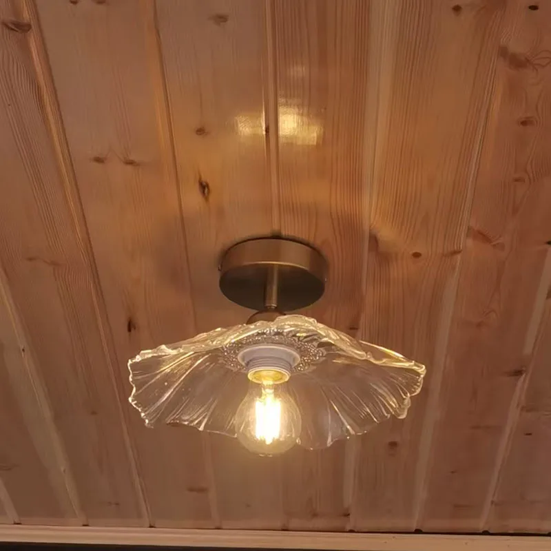

E27 Modern Glass Ceiling Light Dining Room Retro Fixture Creative Ceiling Light Transparent Lampshade For Restaurant Indoor Lamp