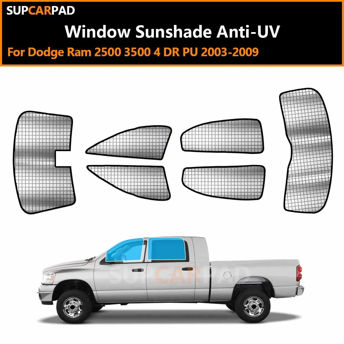 

Для Dodge Ram 2500 3500 4 DR PU 2003-2009: Индивидуальные солнцезащитные шторки на окна автомобиля, анти-УФ, визоры на окна, аксессуары для защиты от солнца