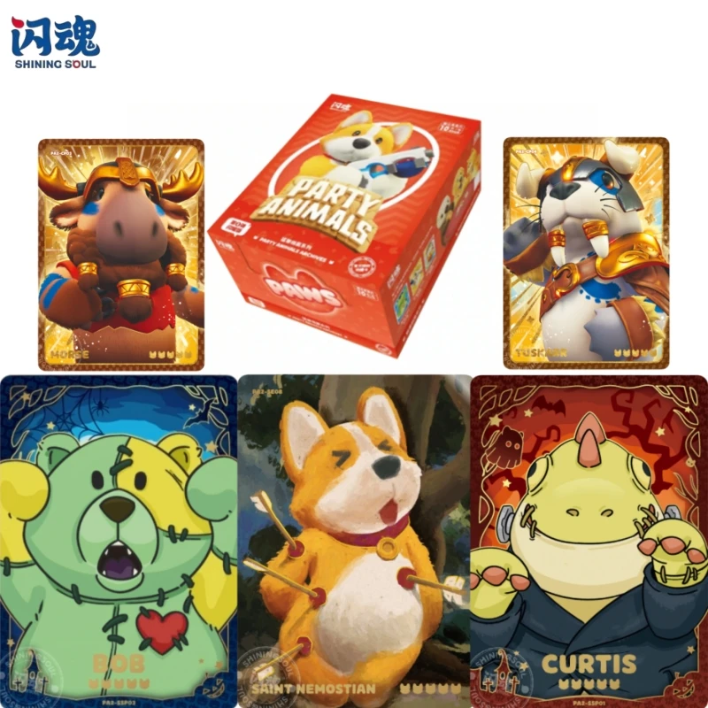 ShiningSoul Party Animals Beast File Series Shining Edition Character Cards Limited Rare Flash Cards Game Peripheral Collection